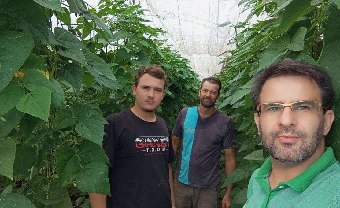 Fazendo visita técnica ao produto rural, na cultura de vagens para merenda escolar e demais me...