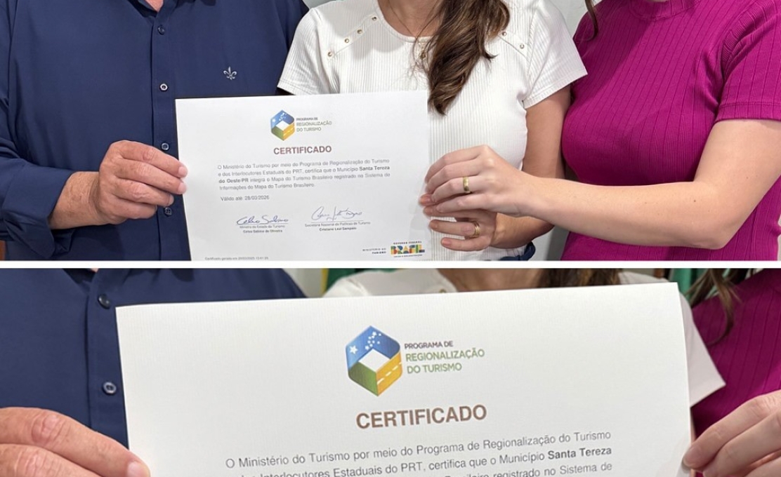 Santa Tereza do Oeste no Mapa do Turismo Brasileiro