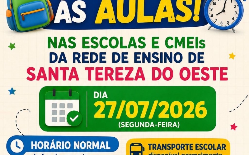 VOLTA ÀS AULAS | REDE MUNICIPAL DE ENSINO - 27/07/2026 
